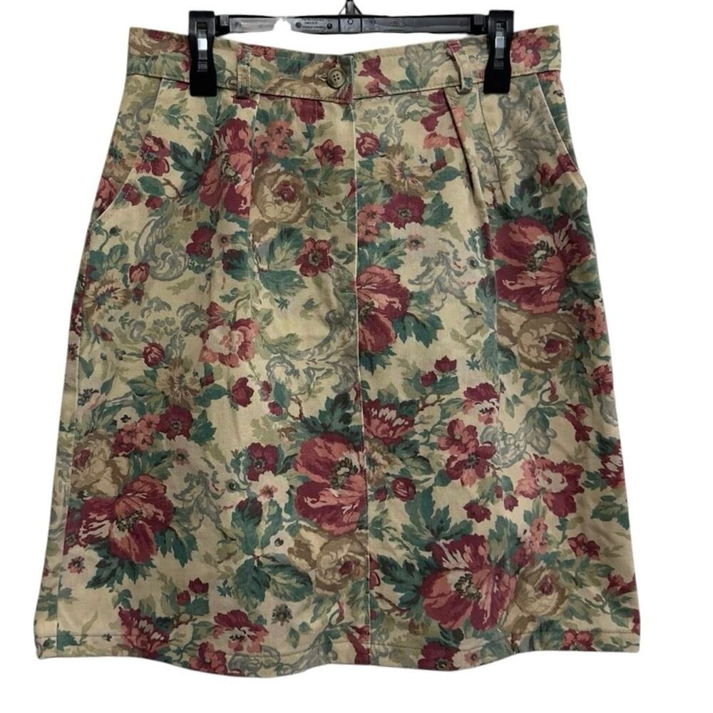 Vintage Willowbend Floral Midi Skirt Women's Size 16 Cottagecore Made USA